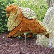 Pomeranian Außen Garten Zeichen Handbemalt Figur Orange