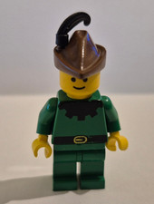 Lego Minifigur Figur Forestmen Waldläufer Schwarze Feder Top Selten Black