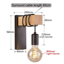 Retro Wood LED Wall Lamp E27