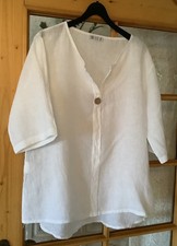 ITALY Leinenbluse Tunika Weiß Oversize 100 % Leinen (38 40 M L) siehe Maße!!