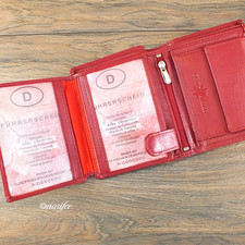 Kombi-Geldbörse Echtleder, rot, 16 Fächer, 121 x 101 x 20 mm,  Unisex, 13128