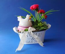 Home & Garden Pflanztopf Pflanzschale Ostergesteck mit Blumen und Huhn wie neu