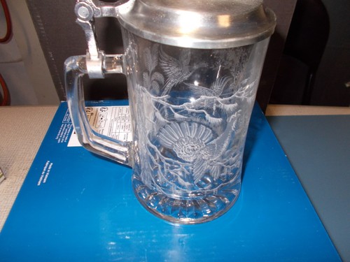 Glas bierkrug mit zinndeckel - mit,