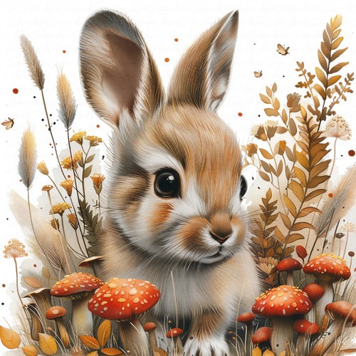 Wandbild hase kaninchen - hase, pilze