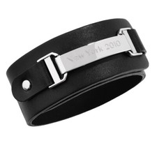Leder Armband breit Gravur Herren schwarz längenverstellbar Biker Trecking ID