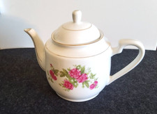 China porzellan Teekanne schönem Blumen muster Goldrand Handgemalte Mitte 20.Jh