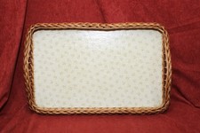 DDR Serviertablett Weidentablett alt Rosenmuster Dekoration Deko