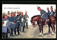 Künstler-AK Fritz Schönpflug: Soldat zu Pferde gibt die Befehle Ein kritischer  