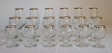 18-tlg. Glas-Set mit Schliff u. Goldrand, klar, Kristallglas?, Vintage (654)