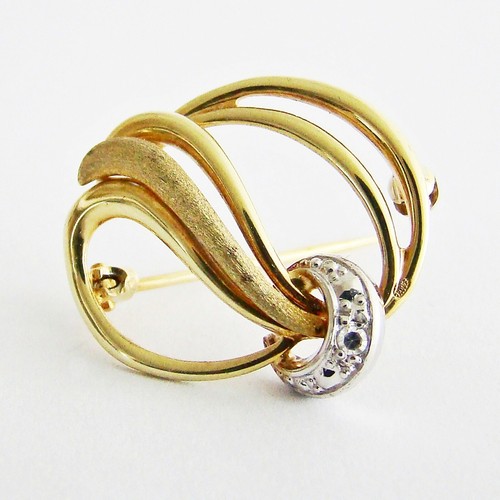 Brosche gold 585er diamant - 585er,