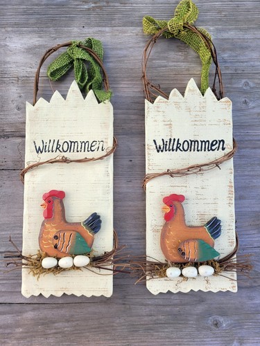Willkommen schild huhn figur - huhn,