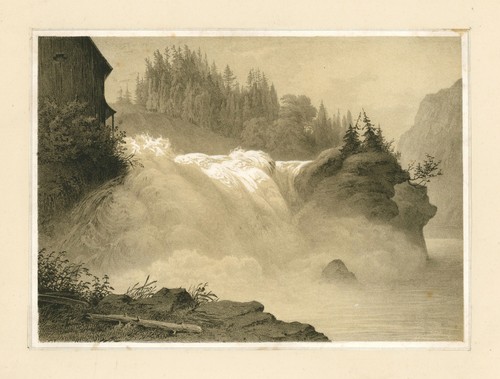 Traunfall original lithografie - traunfall,