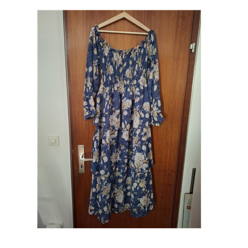 Damen maxikleid lang blau - maxikleid,