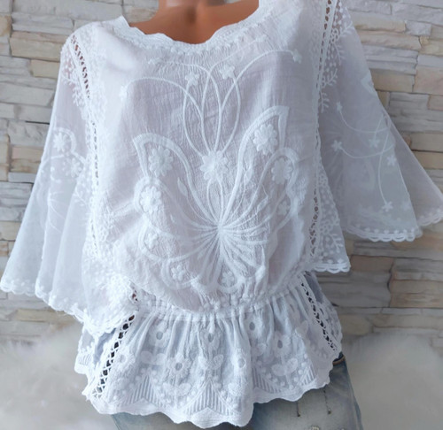 Edle bluse tunika - bluse, weiß