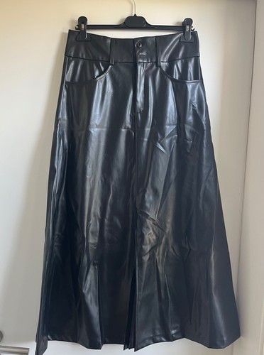 Lederrock lang faux schwarz - ,