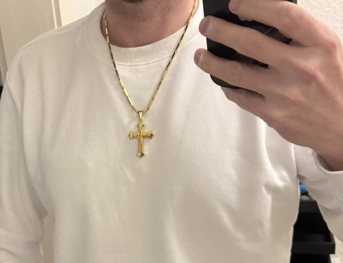 Kreuz goldkette edelstahl 18 - kreuz, edelstahl,