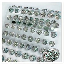 Selbstklebende 10mm AB Kristall Silber Acryl Strass- Schmucksteine Glitzersteine