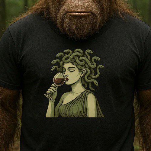 Shirt medusa trinkt wein - trinkt, –