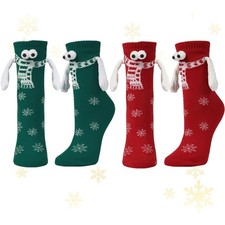 Feliciay 2 Paar lustige magnetische Saug 3D Socken,Händchen haltende Socken,N...