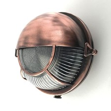 Wand Leuchte außen Messing Glas E27 IP64 Ø 17,5 cm rund Maritim Terrassen Lampe