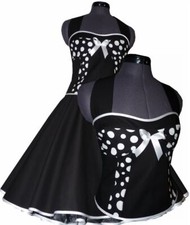 50er 60er Petticoat Kleid schwarz Vintage weiße Punkte Jugendweihe Festmode Dots