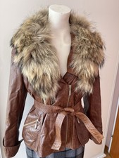 Leder Jacke mit Pelzkragen