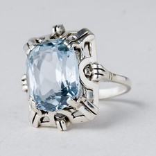 Silber Ring 800 Blauer Stein