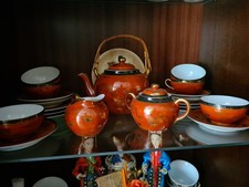  70er "Geisha" Teeservice feines japanisches Porzellan, handbemalt 28 teilig 70s