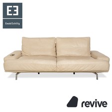 Ewald Schillig Amelia Leder Zweisitzer Beige Creme Sofa Couch elektr. Funktion