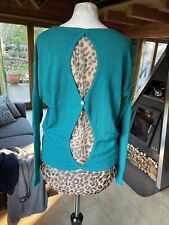 Koucla Pullover Materialmix S/M Türkis petrol Tiermuster Vokuhila