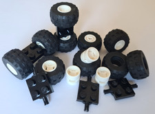 LEGO Reifen Set Fat Shooter Räder 10 Stück schwarze Achse weiße Felge 4600 56890