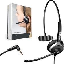 GEQUDIO Headset mit 2,5mm Klinke kompatibel mit Gigaset, Panasonic DECT Schnurlo