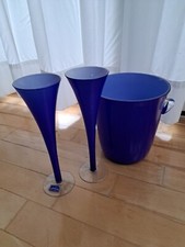 Sektkühler Glas Blau + 2