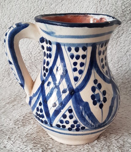 Keramikkrug weiß blau - keramikkrug, weiß/blau