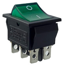 Wippschalter, Umschalter, Kippschalter, Geräteschalter 6-polig 16A 250~ grün