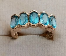 Goldring Gelbgold Ring 375 mit elegante Blautopas Scala, Gr.53,5, Neuwertig,Top 