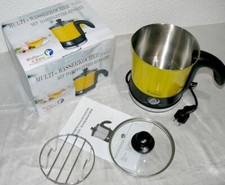 Wellness Care Wasserkocher Kochtopf Temperaturregler 1,5L 1500W Dampfgitter Gelb