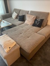 Sofa Couch L form Stoff Grau