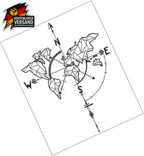 Wandtattoo Weltkarte Kompass