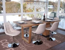 6er-Set Esszimmerstuhl MCW-A60, Stuhl Drehstuhl, Chrom, Kunstleder creme