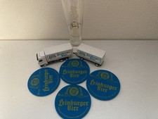 alter Modell LKW, Bierglas und 4 Bierfilze Leinburger Bier