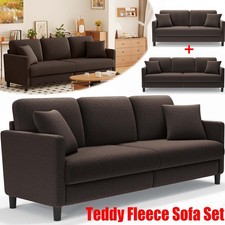 2er+ 3er Sofa Loungesofa Couch Teddy-Velvet Loveseat Settee Wohnzimmer Apartment