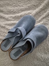 Leder-Holzclogs Sanita, blau, Gr 40
