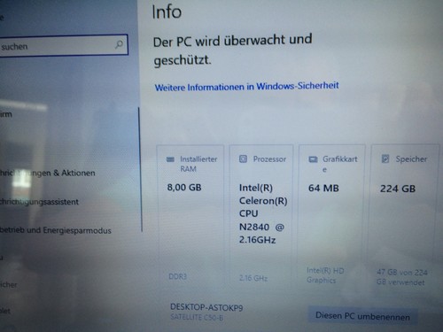 Toshiba satellite laptop - laptop, 8gb