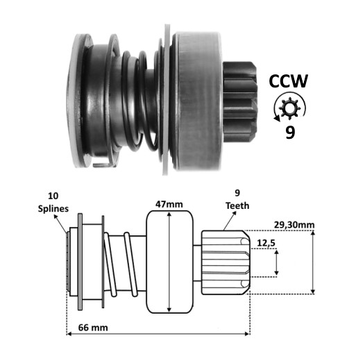 Zahn ccw ritzel feilauf - zahn, für