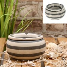 CEPEWA - Sturmaschenbecher Ø 13,5 cm grau weiß gestreift Windaschenbecher