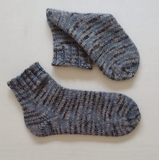 Dicke Socken selbst gestrickt blau meliert  Wolle handmade   40 / 41