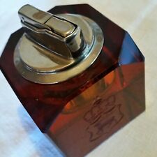 Wunderschönes Tischfeuerzeug + Wappen(Hirsch)+Krone aus Kristallglas, 50er Jahre