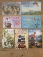 7 Glückwunschkarten zum Geburtstag, Postkartenformat, teils thematisch