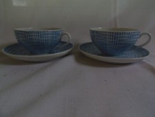 Arzberg Bastdekor blau 2 Teetassen mit kleinen Untertassen